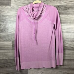 Under Armour Womens Pullover Sweatshirt Pink Fitted Long‎ Sleeve Funnel Neck M